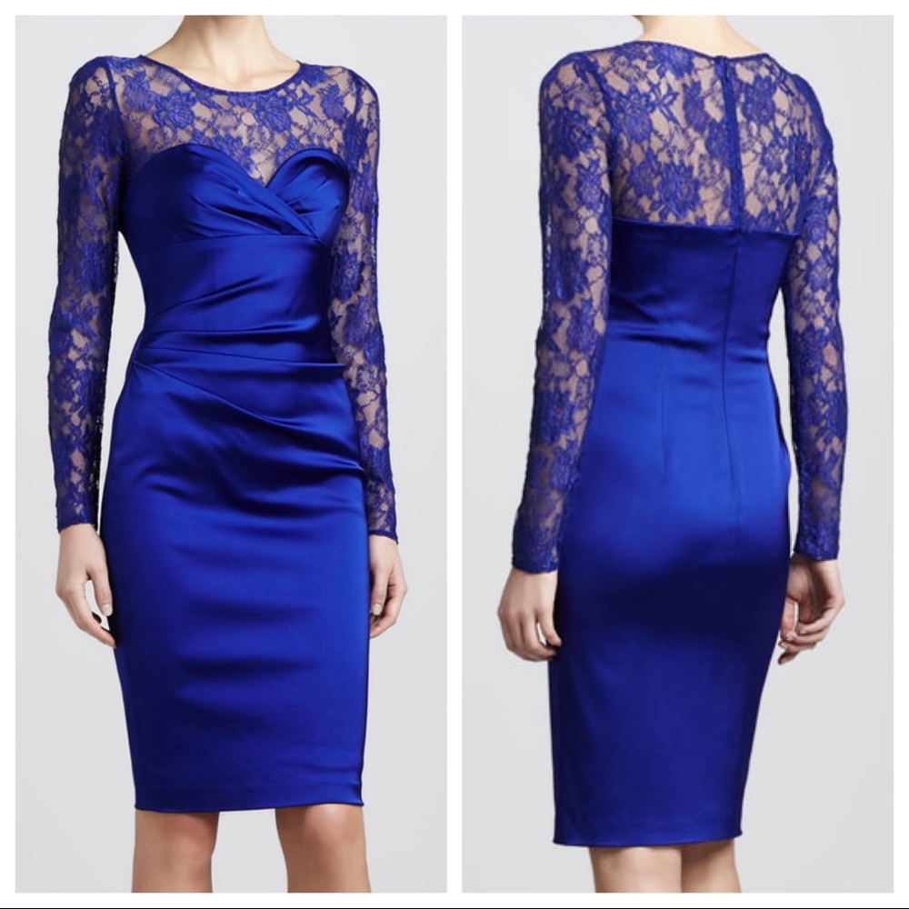 DAVID MEISTER Lace Illusion Sweetheart Dress 6